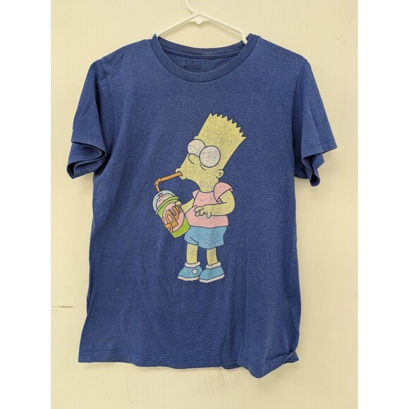 The Simpsons Other - VINTAGE 90s Bart Simpson Brain Freeze T-Shirt Blue Kids Small S Kwik E Mart